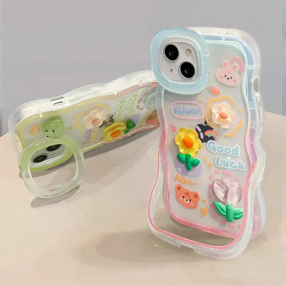 Adorable 3D Pop Sunflower iPhone Case with Dual Kickstand