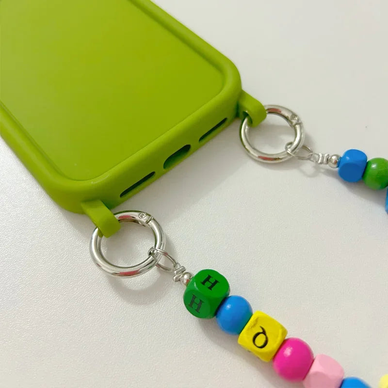 🍒 Color Pop & Wood Charm – Beaded Lanyard iPhone Case! - iPhone 14/15/16 series