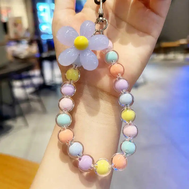 Flower Beaded Phone Wrist Strap – 11 Macaron Colors