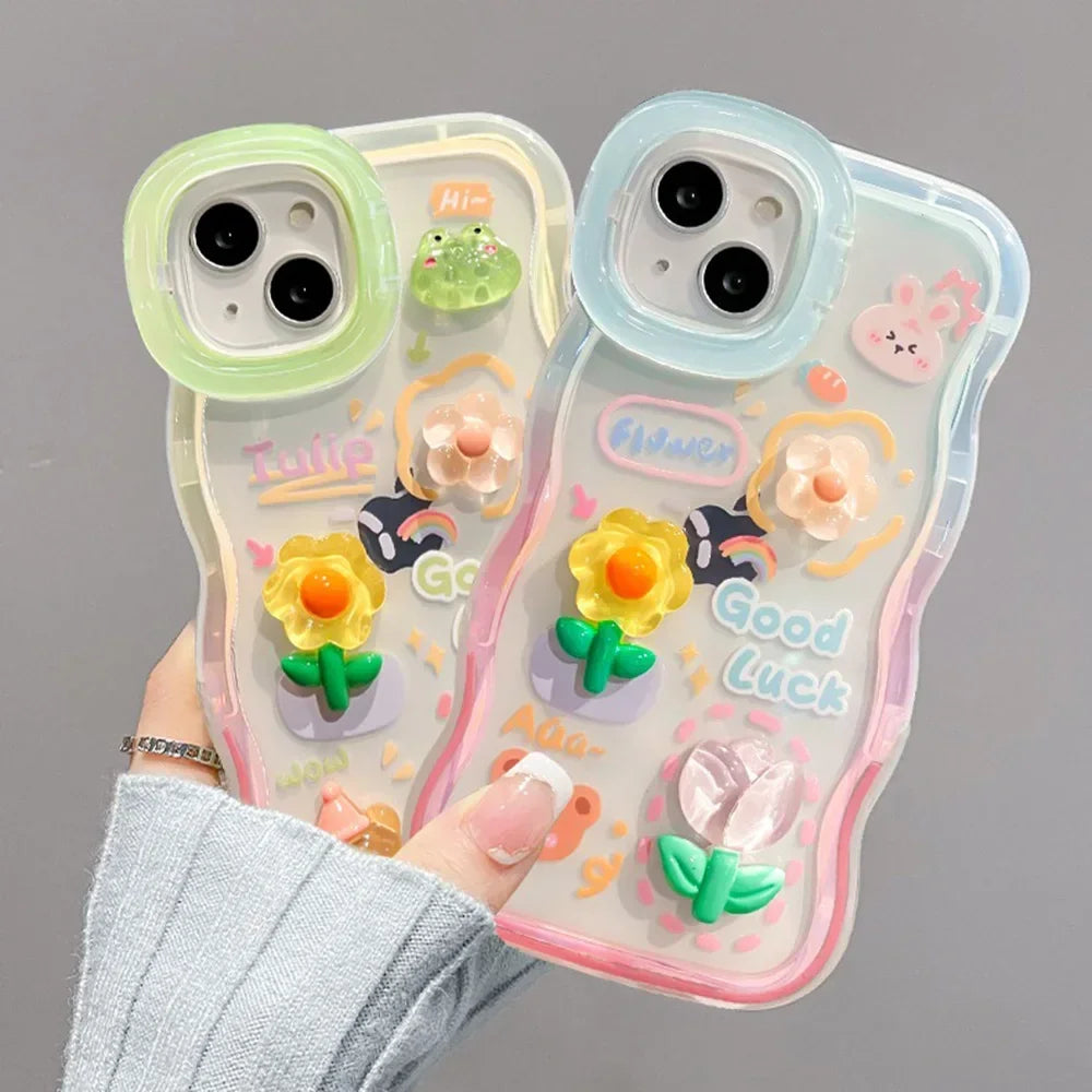 Adorable 3D Pop Sunflower iPhone Case with Dual Kickstand