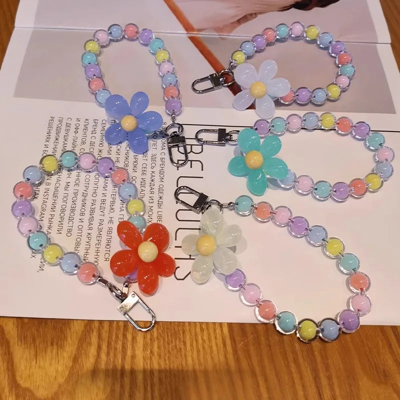 Flower Beaded Phone Wrist Strap – 11 Macaron Colors