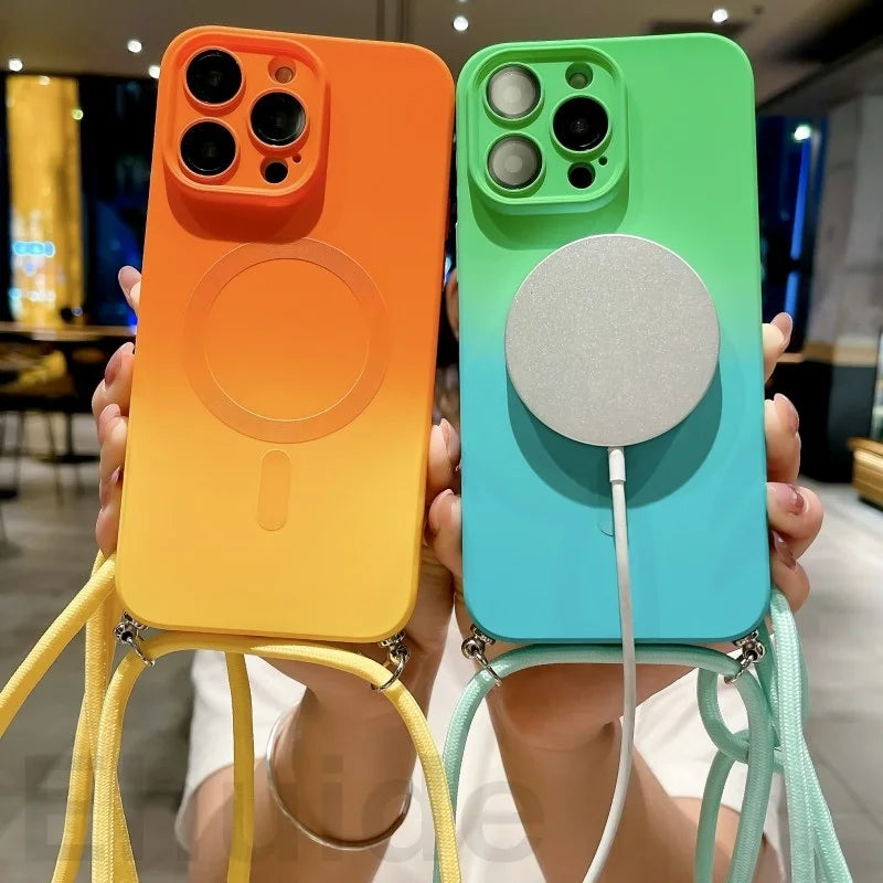 Gradient MagSafe iPhone Case with Crossbody Lanyard