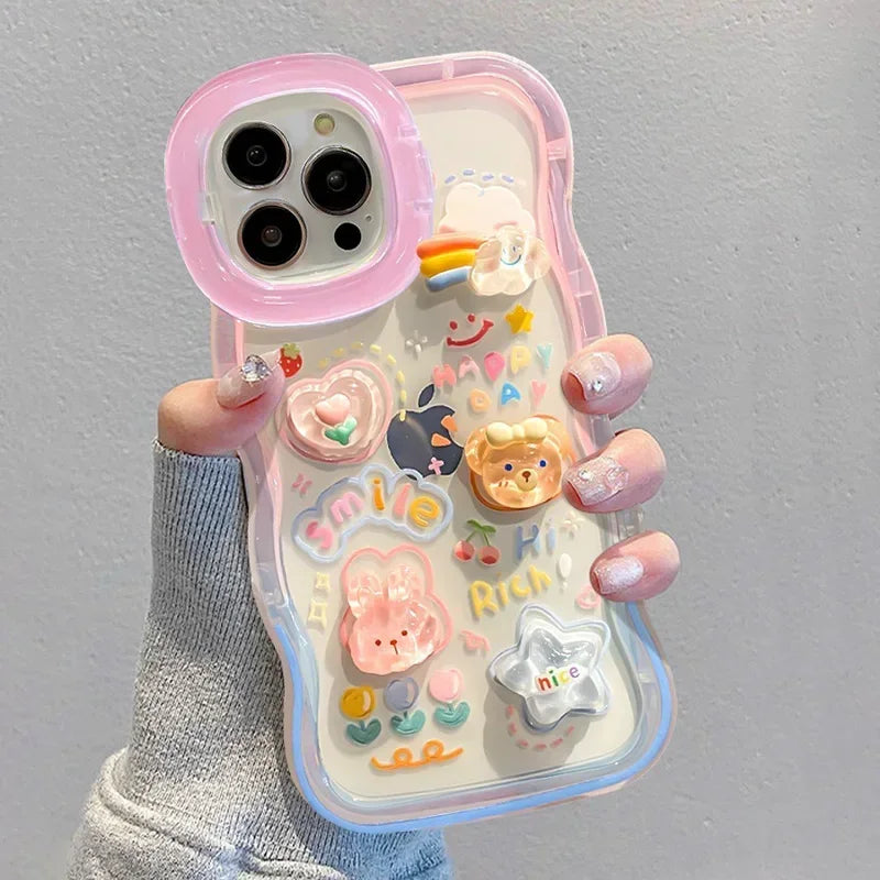Adorable 3D Pop iPhone Case with Dual Kickstand – Rainbow