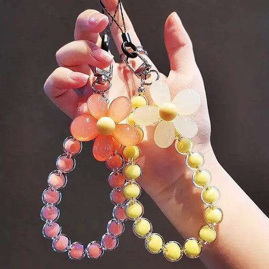 Flower Beaded Phone Wrist Strap – 11 Macaron Colors