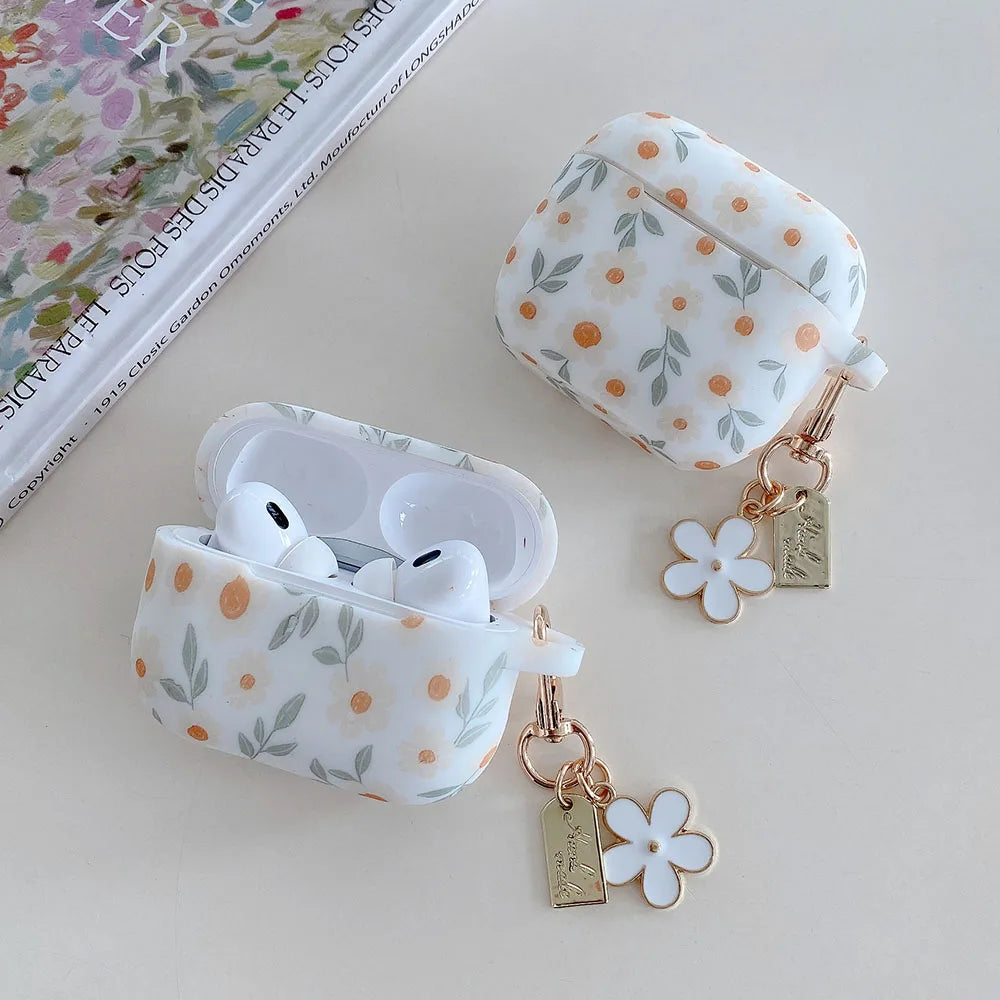 Floral Print AirPods Case with Charm protective design