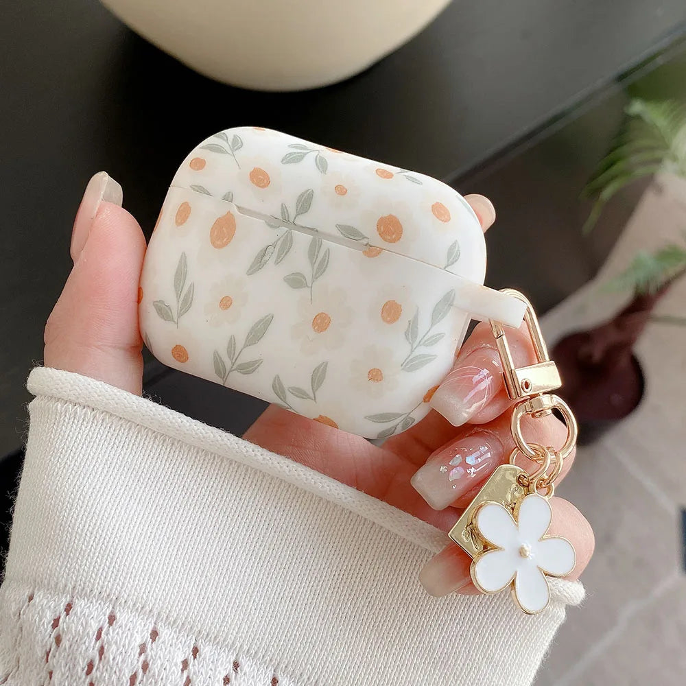 Floral Print AirPods Case with Charm protective design