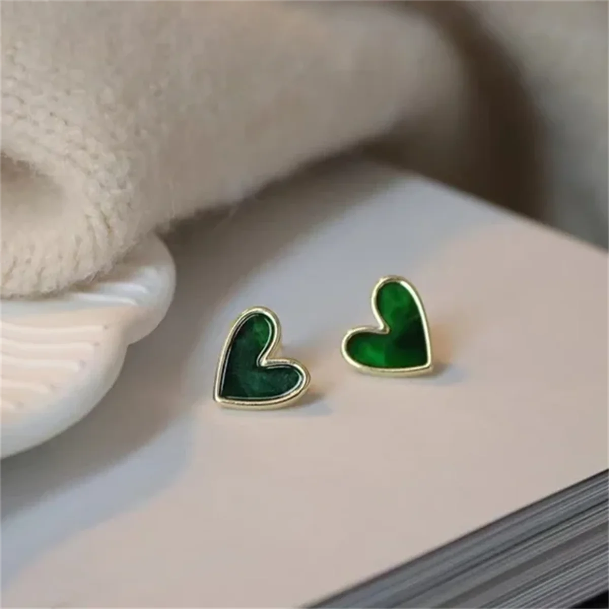 Cute Heart Stud Earrings Colorful Charm in Four Colors