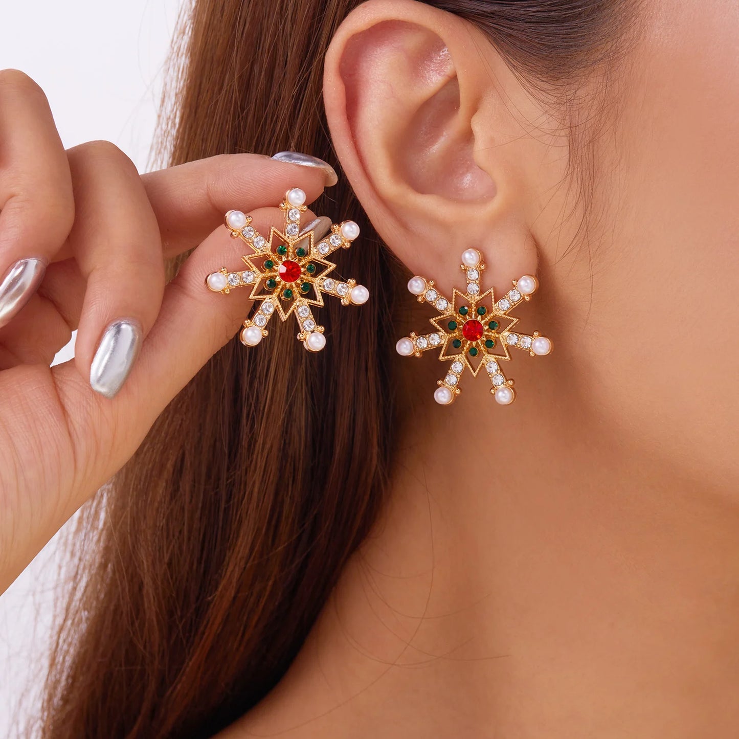 Crystal Snowflake Earrings - Festive Glam for the Holidays