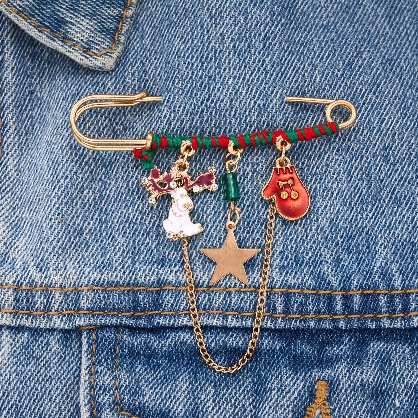 Festive Christmas Charm Brooch Pin Holiday Sparkle Gift