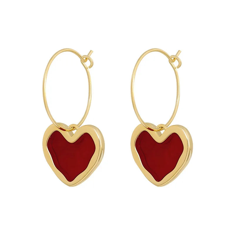 Vintage Red Heart Drop Earrings - Romantic Charm!