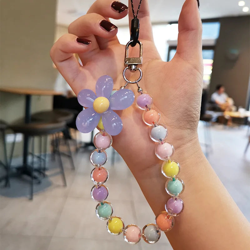 Flower Beaded Phone Wrist Strap – 11 Macaron Colors