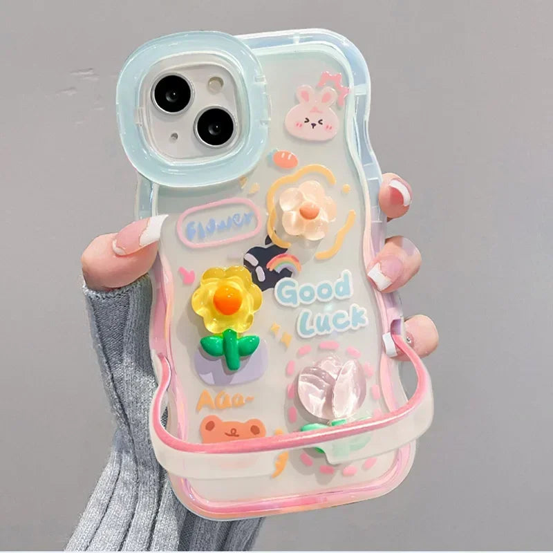 Adorable 3D Pop Sunflower iPhone Case with Dual Kickstand