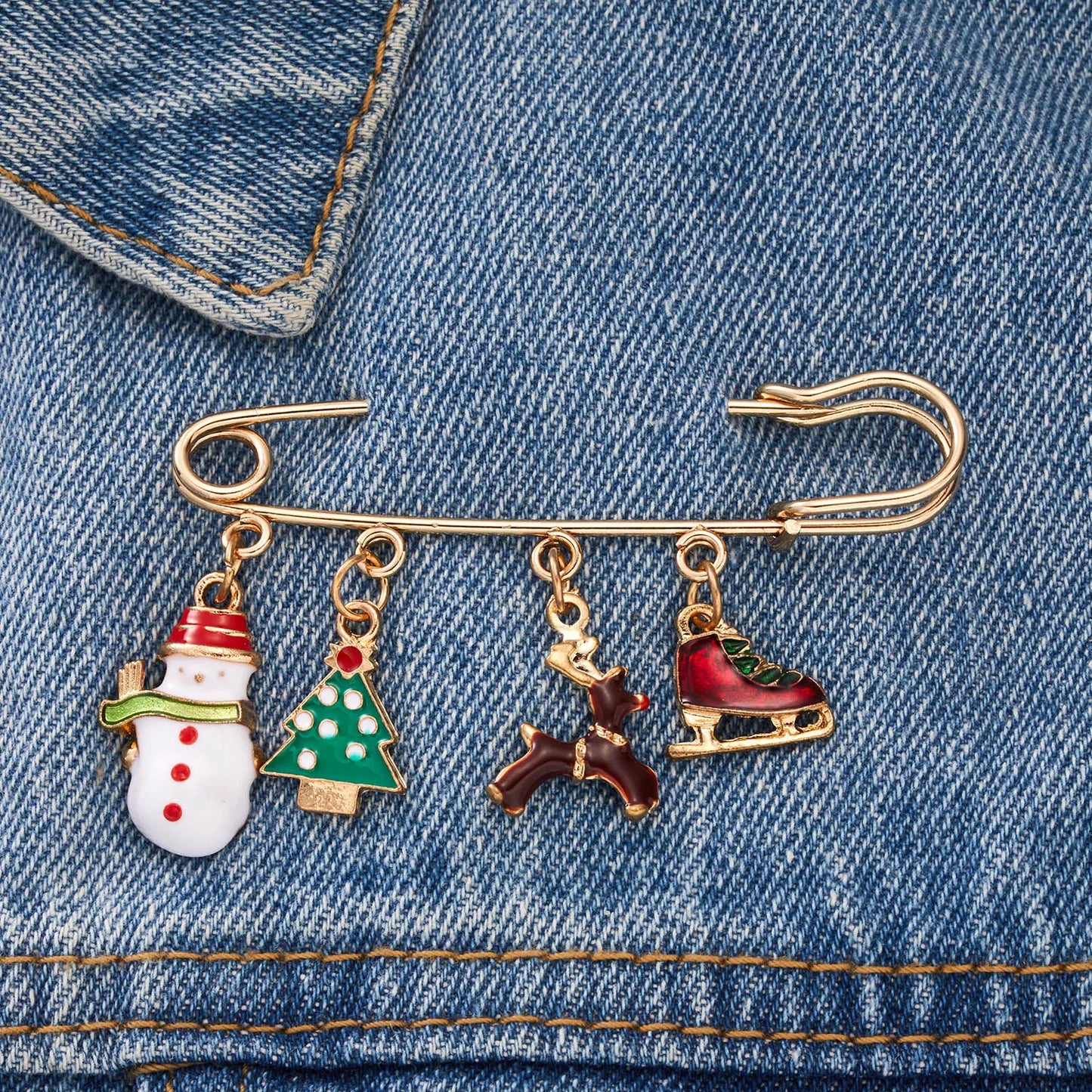Festive Christmas Charm Brooch Pin Holiday Sparkle Gift