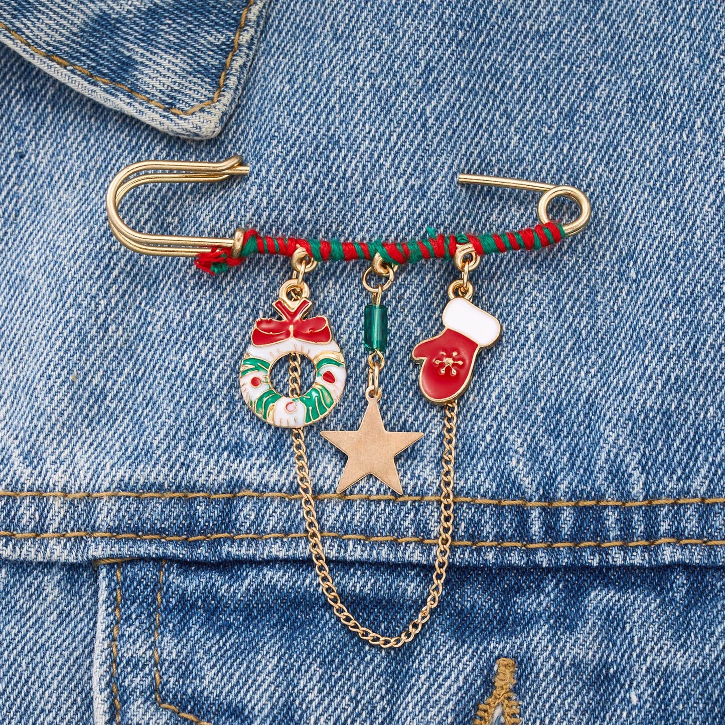 Festive Christmas Charm Brooch Pin Holiday Sparkle Gift