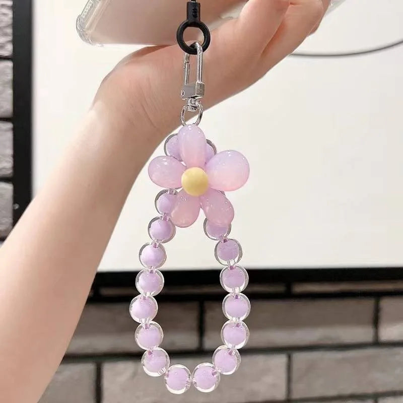 Flower Beaded Phone Wrist Strap – 11 Macaron Colors