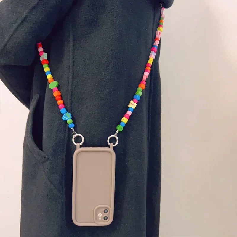 🍒 Color Pop & Wood Charm – Beaded Lanyard iPhone Case! - iPhone 11/12/13 series