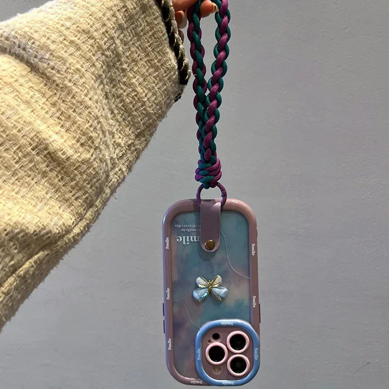Purple Gradient iPhone Case with Braided Wrist Strap
