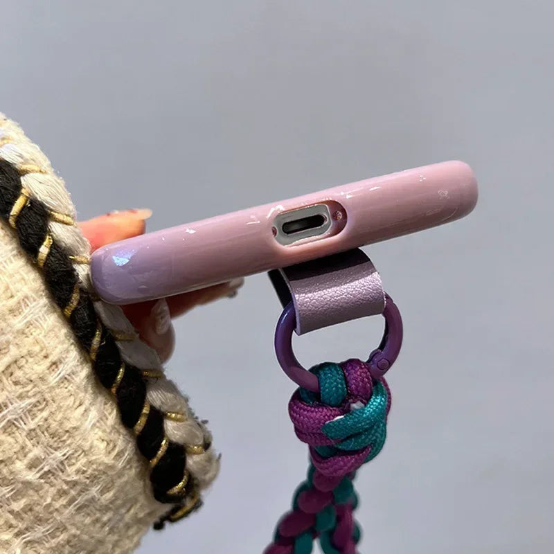Purple Gradient iPhone Case with Braided Wrist Strap