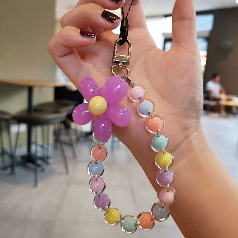 Flower Beaded Phone Wrist Strap – 11 Macaron Colors