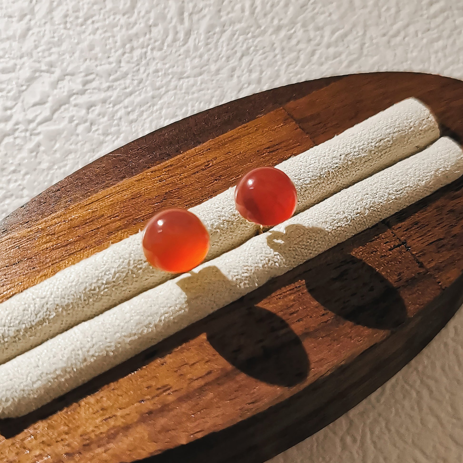 Fiery Red Agate Stud Earrings with Sterling Silver Posts